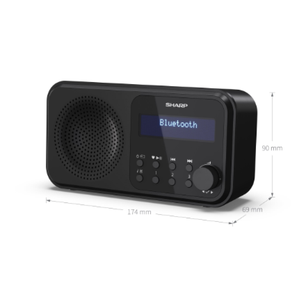 Sharp DR-P420(BK) Tokyo Portable Digital Radio, FM/DAB/DAB+, Bluetooth 5.0, USB or Battery Powered, Midnight Black | Sharp | Tokyo Portable Digital Radio | DR-P420(BK) | Bluetooth | Midnight Black - Image 4