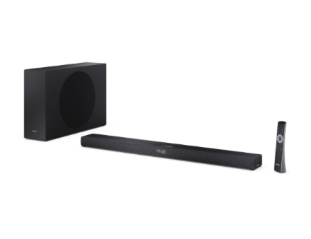 Sharp HT-SBW320 2.1ch Ultra-slim Dolby Atmos / DTS Virtual:X Soundbar with Wireless Subwoofer | Sharp