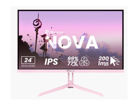 Arozzi Nova 24" IPS, 200Hz, Computer Monitor - Pink | Arozzi