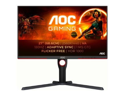 AOC | Monitor | Q27G3XMN/BK | 27 " | VA | 16:9 | 180 Hz | 1 ms | 2560 x 1440 pixels | 700 cd/m² | HDMI ports quantity 2 | Black