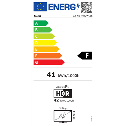 Arozzi Nova | 49 " | VA | 32:9 | 165 Hz | 4 ms | 5120 x 1440 pixels | 350 cd/m² | HDMI ports quantity 2 | White - Image 2