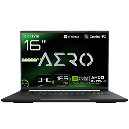 Gigabyte AERO X16 Gaming 1VH | Space Gray | 16 " | IPS | WQXGA | IPS pixels | 165 Hz | Anti-glare | AMD Ryzen Al 7 | 350 | 16 GB | SO-DIMM DDR5 | Solid-state drive capacity 1000 GB | NVIDIA GeForce RTX 5060 | GDDR7 | 8 GB | Windows 11 Home | 802.11ax | Bluetooth version 5.2 | Keyboard language US international | Keyboard backlit | Warranty 24 month(s) | Battery warranty 12 month(s)
