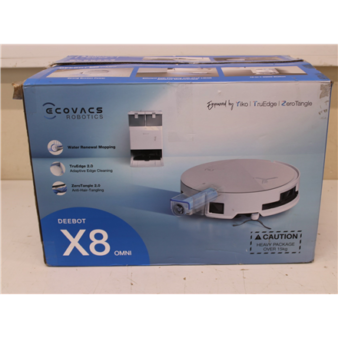 SALE OUT. Ecovacs DEEBOT X8 OMNI Vacuum cleaner, Robot, Wet&Dry, 18000Pa, TruEdge 2.0, AIVI 3D 3.0, YIKO-GPT, White+Auto-empty station | Ecovacs | Robotic Vacuum Cleaner | DEEBOT X8 OMNI | Wet&Dry | Lithium-Ion | 5200 mAh | Dust capacity 0.22 L | 17000 Pa | White | DAMAGED PACKAGING, USED, DIRTY, SCRATCHES