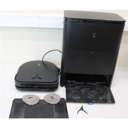 SALE OUT. Ecovacs DEEBOT X5 OMNI Vacuum cleaner, Robot, Wet&Dry, Operating time 164 min, Dust bin 0,25 L, 6400mAh, Black + Auto-empty statio | Ecovacs Robotic Vacuum Cleaner | DEEBOT X5 OMNI | Wet&Dry | Operating time (max) 164 min | Lithium-Ion | 6400 mAh | Dust capacity 0.25 L | 12800 Pa | Black | USED, DIRTY, NO DUST BAGS, SCRATCHED