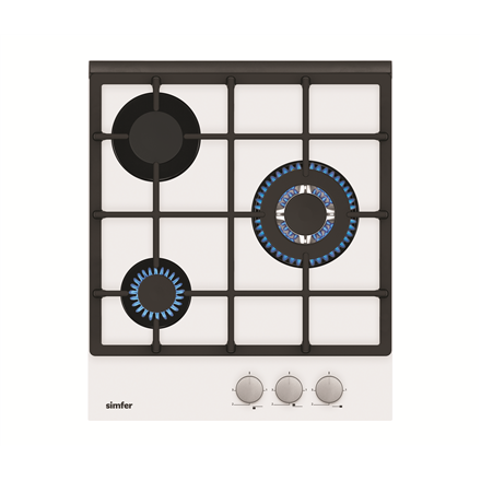 Simfer | Hob | H4.305.HGSBB | Gas on glass | Number of burners/cooking zones 3 | Rotary knobs | White - Image 2