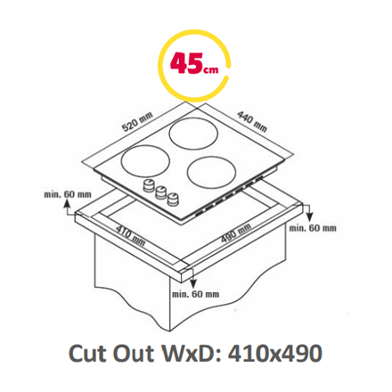 Simfer | Hob | H4.305.HGSBB | Gas on glass | Number of burners/cooking zones 3 | Rotary knobs | White - Image 3