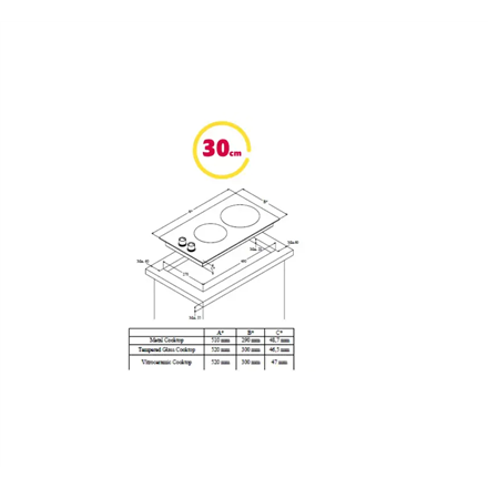 Simfer | Hob | H3.201.TGRSP | Gas on glass | Number of burners/cooking zones 2 | Rotary knobs | Black - Image 3
