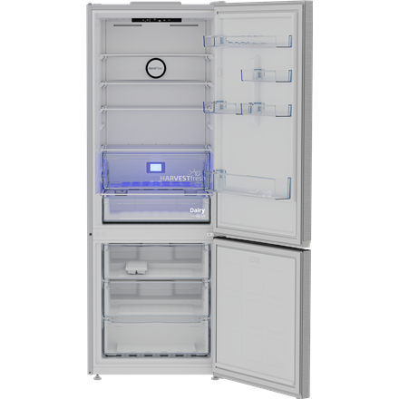 BEKO Refrigerator | B3RCNE564HXB | Energy efficiency class E | Free standing | Combi | Height 192 cm | No Frost system | Fridge net capacity 340 L | Freezer net capacity 150 L | Display | 39 dB | Stainless steel - Image 3