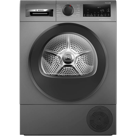 Bosch Dryer Machine with Heat Pump | WQG245DXSN | Energy efficiency class Class C | Front loading | 9 kg | Condensation | LCD | Depth 61.3 cm | Grey - Image 2