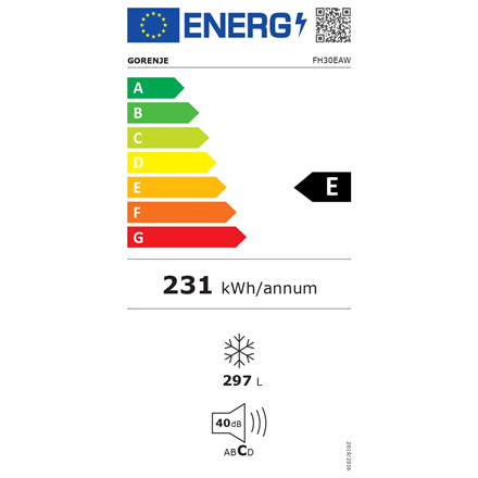 Gorenje Freezer | FH30EAW | Energy efficiency class E | Chest | Free standing | Height 84.7 cm | Total net capacity 297 L | Display | White - Image 3