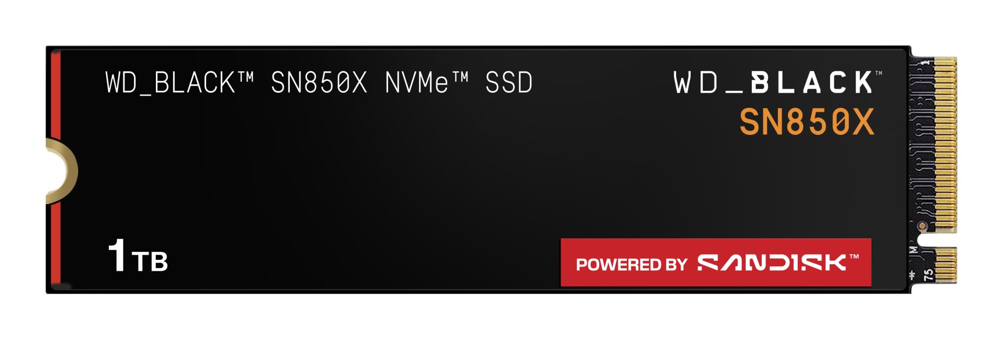 SSD SANDISK 600xTBW rating Read speed 7300 MB/s Write speed 6300 MB/s NVMe Yes PCI Express 4.0 M.2 1000 GB POWERED BY SANDISK Black SN850X WDS100T2X0E