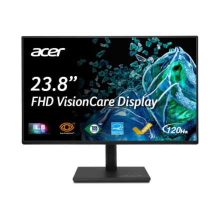 Acer Vero B247Y Series Monitor 60cm 23.8'' FHD ZeroFrame IPS 120Hz 16:9 4ms(GTG) 250nits VGA HDMI DP MM Audio In/Out AdaptiveSync EU Black | Acer - Image 2