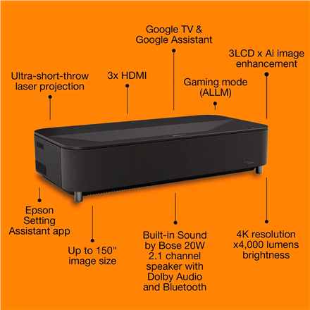 Epson EH-LS970B 4K 3LCD Projector/4000Lm/16:9/5000000:1, Black | Epson - Image 3