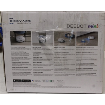 SALE OUT. Ecovacs DEEBOT mini Vacuum cleaner, Robot, Wet&Dry, ZeroTangle Technology, Agile Navigation, White/Blue + Auto-empty station | Ecovacs Robotic Vacuum Cleaner | DEEBOT mini BLUE | Wet&Dry | Li-ion | 3200 mAh | Dust capacity 1.8 L | 8000 Pa | White/Blue | DAMAGED PACKAGING, ITEM USED, SCRATCHED AND DIRTY