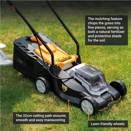 Batavia B.V. 18V Cordless Lawn Mower, 32 cm, Without battery and charger | Mowing Area 200 m² - Image 4