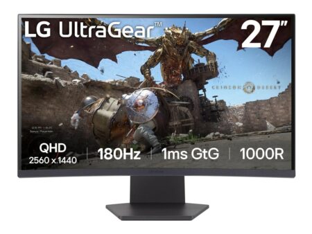LCD Monitor LG 27GS60QC-B 27" Gaming/Curved Panel VA 2560x1440 16:9 180 Hz Matte 1 ms Tilt Colour Black 27GS60QC-B