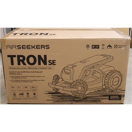 SALE OUT. AIRSEEKERS LIMITED Tron SE 300° AI Vision Mulching Mower, 1500m², Ai Vision + NRTK | 10 Ah | DAMAGED PACKAGING, USED, DIRTY AND SCRATCHED