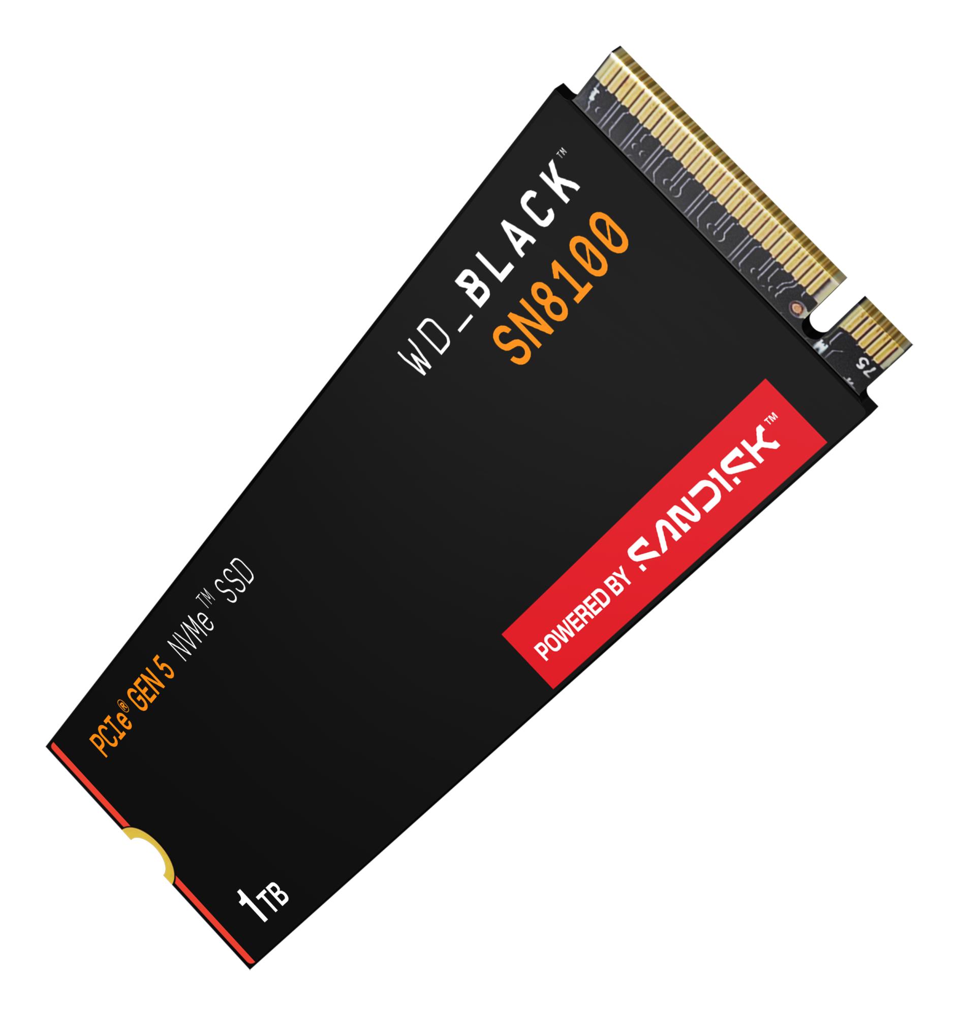 SSD SANDISK 2400xTBW rating NVMe Yes PCI Express 5.0 M.2 1000 GB POWERED BY SANDISK Black SN8100 WDS100T1X0M - Image 2