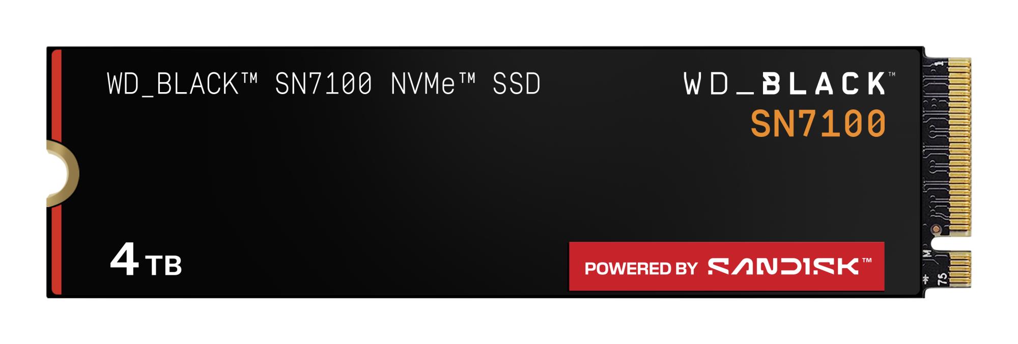 SSD SANDISK Read speed 7000 MB/s Write speed 6700 MB/s NVMe Yes PCI Express 4.0 M.2 4000 GB POWERED BY SANDISK Black SN7100 WDS400T4X0E-00CJA0