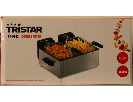 SALE OUT. Tristar FR-9342 Double deep fryer, Total capacity 6 L, 3600 W, Stainless Steel/Black | Tristar Double deep fryer | FR-9342 | Power 3600 W | Capacity 6 L | Silver | DAMAGED PACKAGING, DENTED BODY (BACKSIDE, BOTTOM) | 24 month(s)