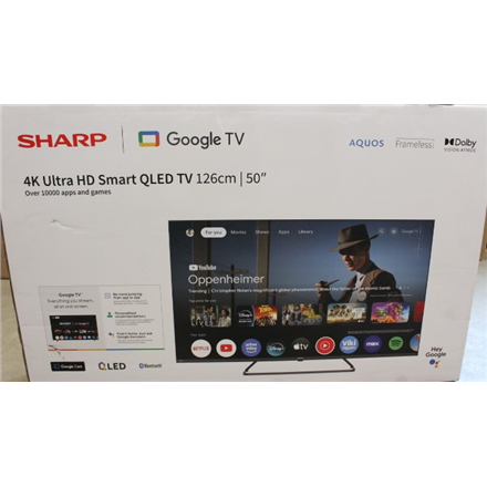 SALE OUT. Sharp 50HP6265E 50" (126cm) QLED 4K Ultra HD Google TV, Dolby Vision, Dolby Atmos, Central Stand | Sharp 50HP6265E | 50 | Smart TV | Google TV | UHD | Black | DAMAGED PACKAGING - Image 2