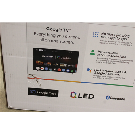 SALE OUT. Sharp 50HP6265E 50" (126cm) QLED 4K Ultra HD Google TV, Dolby Vision, Dolby Atmos, Central Stand | Sharp 50HP6265E | 50 | Smart TV | Google TV | UHD | Black | DAMAGED PACKAGING - Image 3