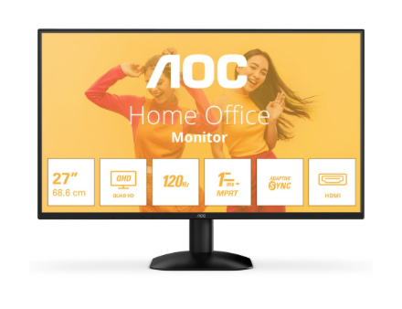 AOC Q27B35S3 | 27 " | IPS | QHD | 16:9 | 120 Hz | 1 ms | 2560 x 1440 pixels | 300 cd/m² | HDMI ports quantity 1 | Black
