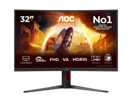 AOC C32G4Z | 32 " | VA | FHD | 16:9 | 240 Hz | 0.3 ms | 1920 x 1080 pixels | 300 cd/m² | HDMI ports quantity 1 | Black