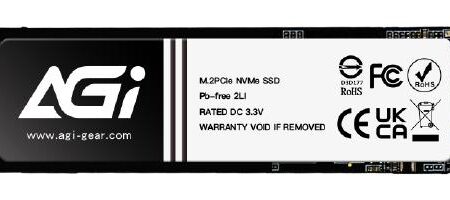 SSD AGI TECHNOLOGY 600xTBW rating MTBF 1600000 h Read speed 3200 MB/s Write speed 1700 MB/s NVMe Yes PCI Express 3.0 M.2 1000 GB AGI1T0GIMAI298-CB