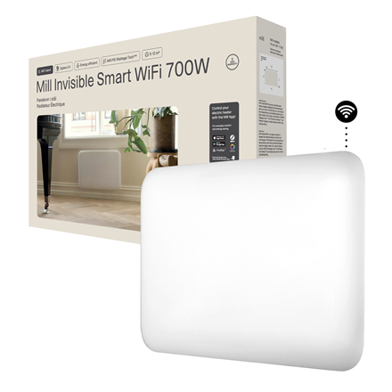Mill Invisible Smart WiFi Heater | PA700WIFI4 | Panel Heater | 700 W | Suitable for rooms up to 9-12 m² | White | IPX4 - Image 3