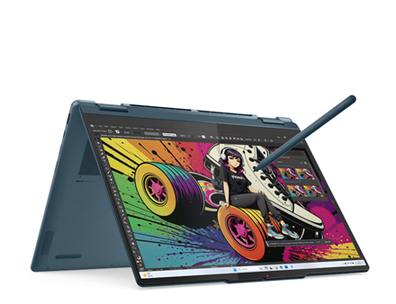 Lenovo- Yoga 7 2-in-1 14AKP10 AMD | Tidal Teal | 14 " | OLED | Touchscreen | WUXGA | 1920 x 1200 pixels | Glossy | AMD Ryzen AI 5 | 340 | 16 GB | Soldered LPDDR5 | Solid-state drive capacity 512 GB | AMD Radeon 840M Graphics | Windows 11 Home | 802.11be | Bluetooth version 5.4 | Keyboard language English | Keyboard backlit | Warranty 24 month(s) | Battery warranty 12 month(s)
