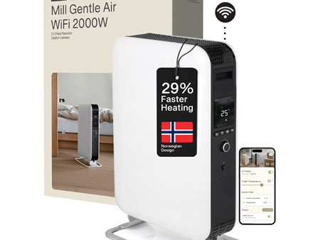 Mill | Heater | OIL2000WIFI3 GEN3 | Oil Filled Radiator | 2000 W | Number of power levels 3 | Suitable for rooms up to 24 m² | White/Black