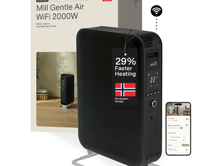 Mill | WiFI GEN3 Oil Filled Radiator | OIL2000WIFI3 | Oil Filled Radiator | 2000 W | Number of power levels 3 | Black