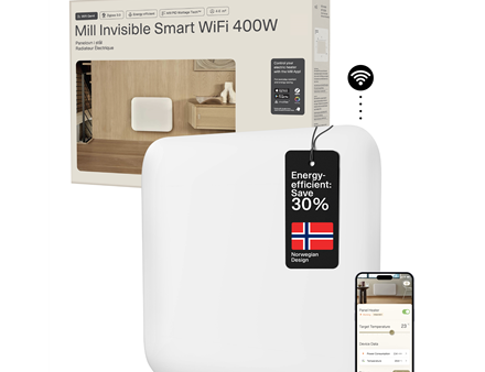 Mill Invisible Smart WiFi Heater | PA400WIFI4 | Panel Heater | 400 W | Suitable for rooms up to 4-6 m² | White | IPX4