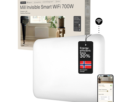 Mill Invisible Smart WiFi Heater | PA700WIFI4 | Panel Heater | 700 W | Suitable for rooms up to 9-12 m² | White | IPX4