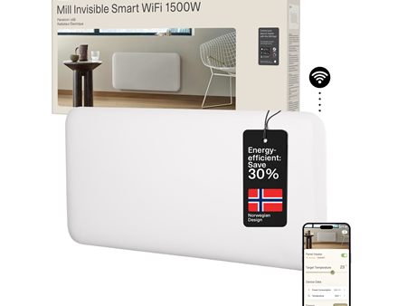 Mill Invisible Smart WiFi Heater | PA1500WIFI4 | Panel Heater | 1500 W | Suitable for rooms up to 18-22 m² | White | IPX4