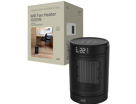 Mill FH1500BLACK | Ceramic fan heater | 1500 W | Suitable for rooms up to 22 m² | Black