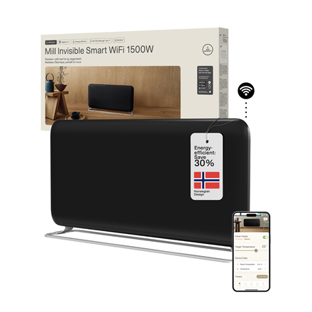 Mill Invisible Smart WiFi Panel heater G4 | PA1500WIFI4A | Panel Heater | 1500 W | Suitable for rooms up to 18-22 m² | Black | IPX4