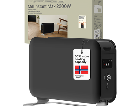 Mill Instant Max Led Portable Heater | CO2200LEDMAXBLACK | Convection Heater | 2200 W | Number of power levels 3 | Suitable for rooms up to 5-30 m² | Black