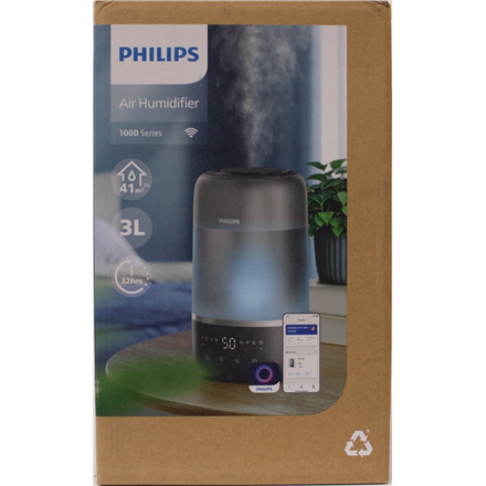 SALE OUT. Philips HU1510/03 Humidifier Series 1000 Up to 41m2, 3 settings, Grey | SALE OUT. | Philips Humidifier | HU1510/03 Series 1000 | 19.6 W | Water tank capacity 3 L | Suitable for rooms up to 41 m² | Ultrasonic | Humidification capacity 275 ml/hr | Grey/Silver | DAMAGED PACKAGING - Image 2