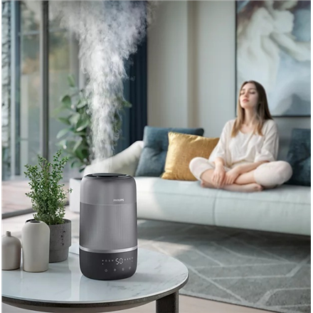 Philips | Humidifier | HU1510/03 Series 1000 | 19.6 W | Water tank capacity 3 L | Suitable for rooms up to 41 m² | Ultrasonic | Humidification capacity 275 ml/hr | Grey/Silver - Image 2