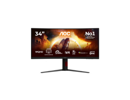 AOC CU34G4ZCA Curved 34" 3440x1440/21:9/1ms HDMI, DisplayPort, USB, Audio out | AOC