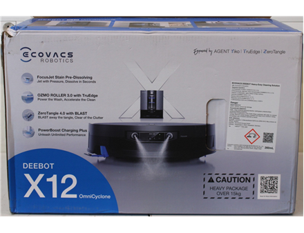 SALE OUT. Ecovacs DEEBOT X12 OmniCyclone Vacuum cleaner, Robot, Wet&Dry, TruEdge 3.0, AIVI 3D 3.0, Gray | Ecovacs Robot Vacuum Cleaner | DEEBOT X12 OmniCyclone | Wet&Dry | Li-Ion | 4000 mAh | Dust capacity 0.25 L | 22000 Pa | Gray | DAMAGED PACKAGING, SCRATCHED, DIRTY, NOT FULL BOTTLES | 24 month(s)
