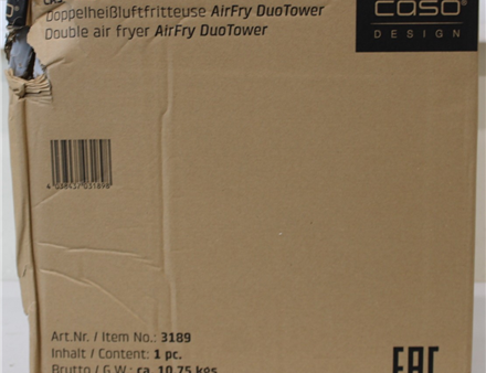 SALE OUT. Caso 03189 DuoTower Double Air Fryer, Total capacity 12.4 L, Black | Caso Double Air Fryer | AirFry DuoTower | Capacity 12.4 L | Black | DAMAGED PACKAGING | 24 month(s)