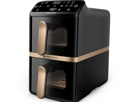 Philips Dual Basket Airfryer | NA462/70 4000 Series | Power 2750 W | Capacity 10 L | Rapid Air technology | Black