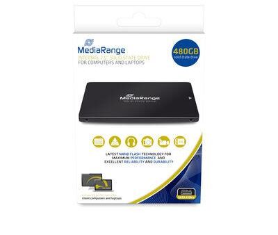 SSD MEDIARANGE  480 GB Serial ATA III NAND flash type TLC (Triple Level Cell) Write speed 480 MB/s Read speed 550 MB/s 2.5" MR1003